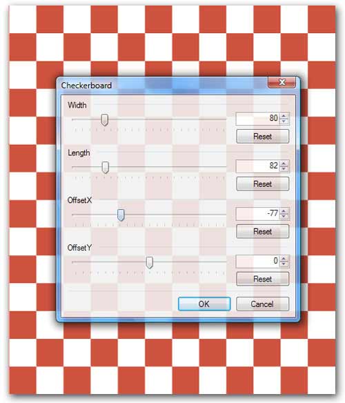 Checkerboard example created by Galaincha software.