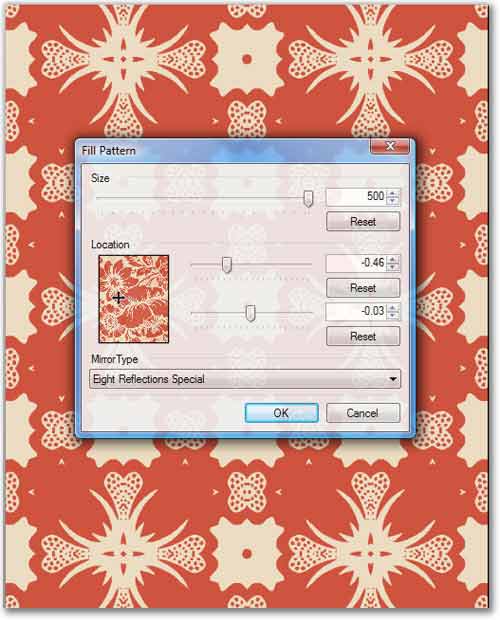 Design created by adjusting various options of fill pattern tool.