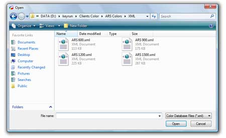 Sample of Factory Color databases (XML format databases)